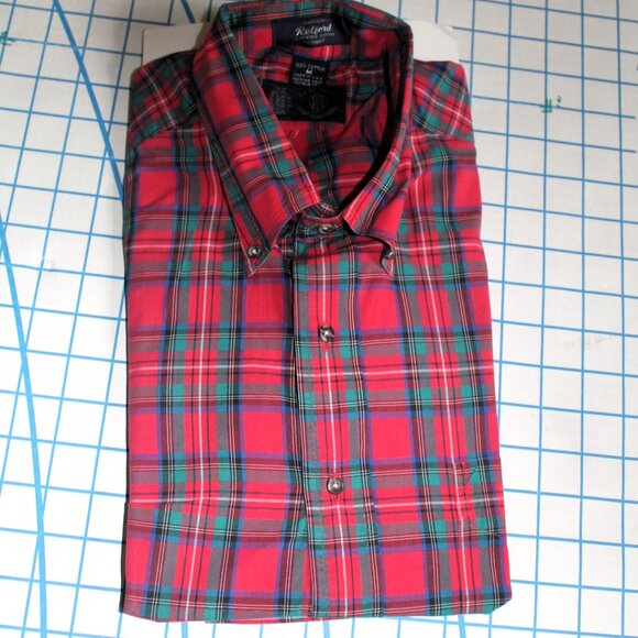 Kenneth Gordon Vintage Red Plaid Button Down Shirt, Medium - Picture 2 of 6